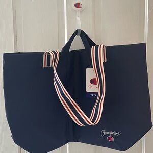 NWT! Champion Dark Blue Tote with Multicolor Straps